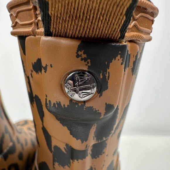 Hunter Original Cheetah Leopard Short Tan Rubber Runway Fashion Rain Boots Sz 6 - Picture 12 of 16